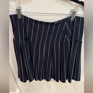 Norma Kamali Navy and White Striped A-Line Skirt
